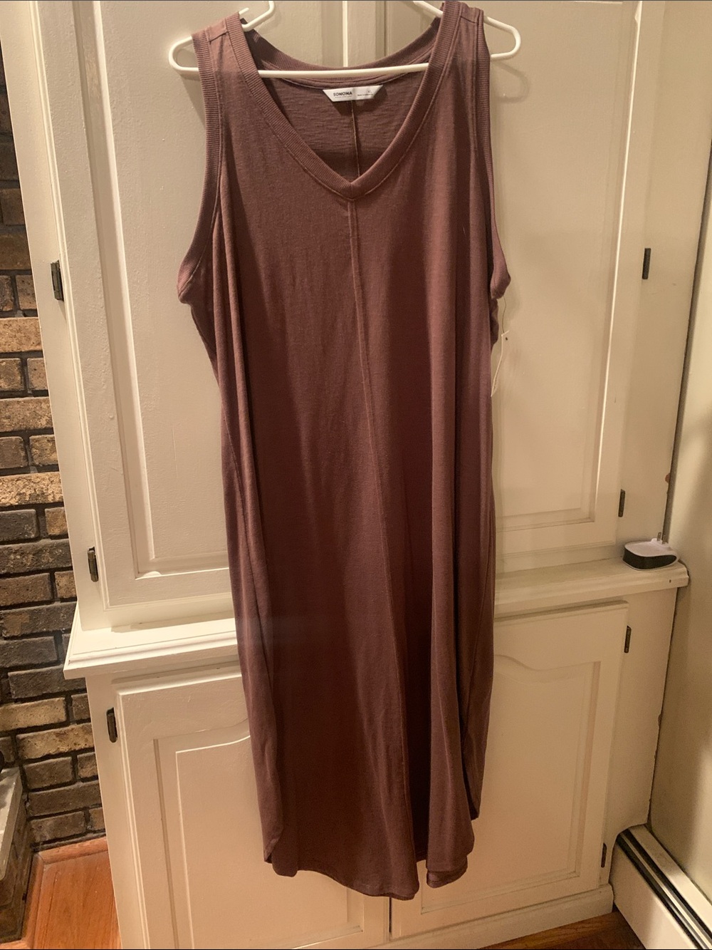 Sonoma Mauve V-Neck Sleeveless Midi Dress